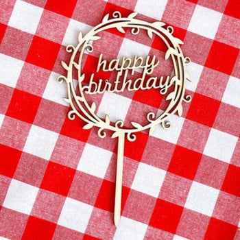 Ξύλινο διακοσμητικό τραπεζιού Happy Birthday Cake Toppers birthday Party Dessert