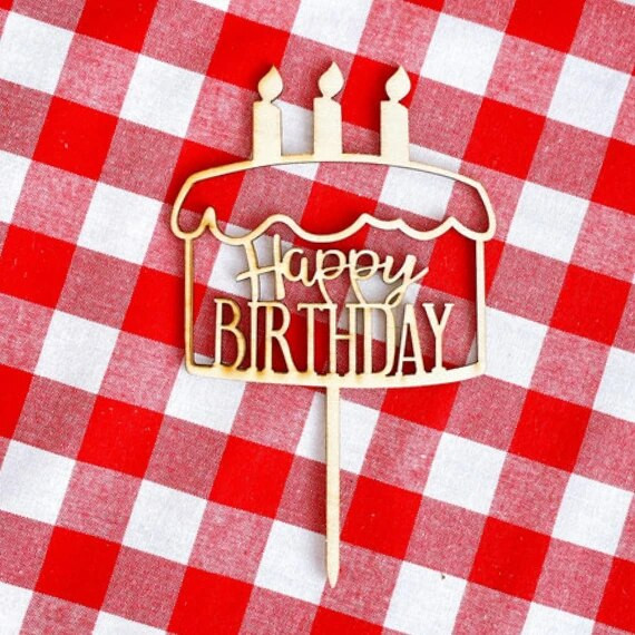 Ξύλινο διακοσμητικό τραπεζιού Happy Birthday Cake Toppers birthday Party Dessert
