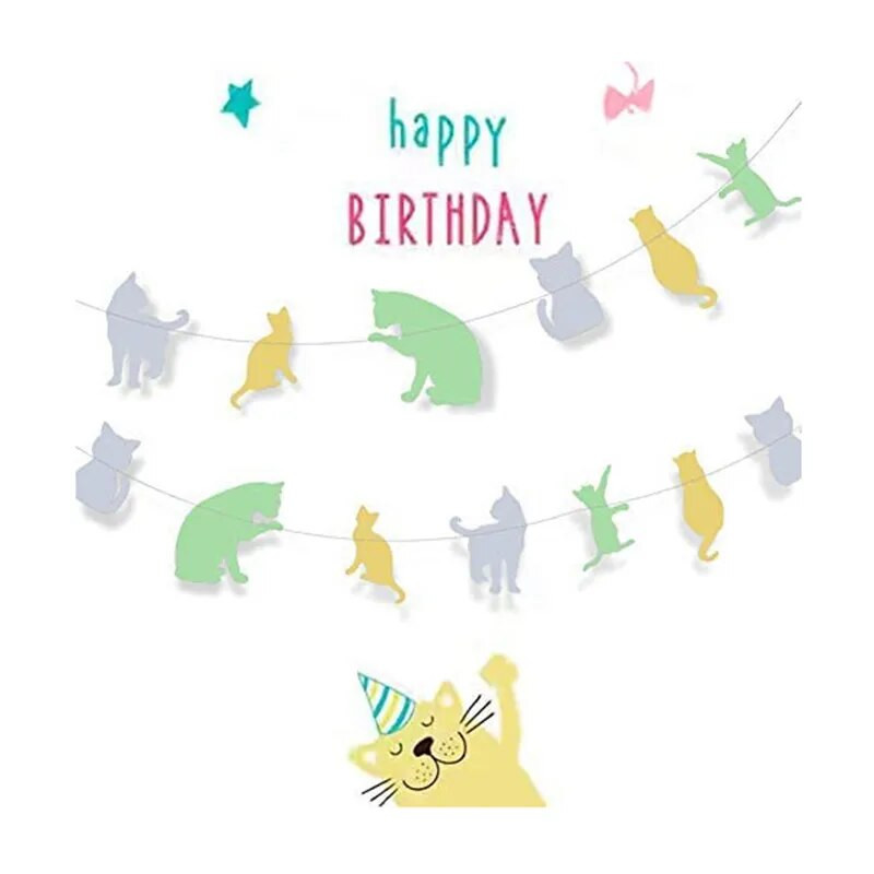 Χαριτωμένο κουτάβι κατοικίδιο γάτα Διακόσμηση Δωματίου Σπίτι Γενεθλίων Γάτες Σκύλος Χάρτινα Πανό Γιρλάντες Ζώα με θέμα το πάρτι Διακοσμήσεις ντους μωρών