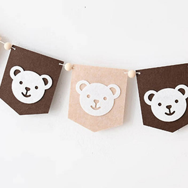 Αρκούδα πάρτι γενεθλίων μαλλιά μπάλα σημαία διακοσμητική διάταξη πανό