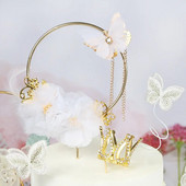 Κορίτσι με νήμα πεταλούδας, σιδερένιο λουλούδι, γιρλάντα, γενέθλια, γάμος, διακόσμηση τούρτας με σημαίες, επιδόρπιο, προμήθειες ψησίματος