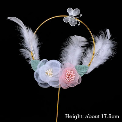 Κορίτσι με νήμα πεταλούδας, σιδερένιο λουλούδι, γιρλάντα, γενέθλια, γάμος, διακόσμηση τούρτας με σημαίες, επιδόρπιο, προμήθειες ψησίματος