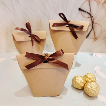 10 бр крафт хартия кутия за бонбони опаковъчна чанта подаръчна чанта