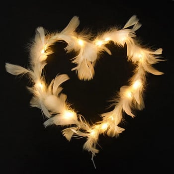 Feather Heart LED Light Toppers Cake Toppers Wedding Birthday Party Προμήθειες Baking Cupcake Επιδόρπιο Topper Διακόσμηση τούρτας