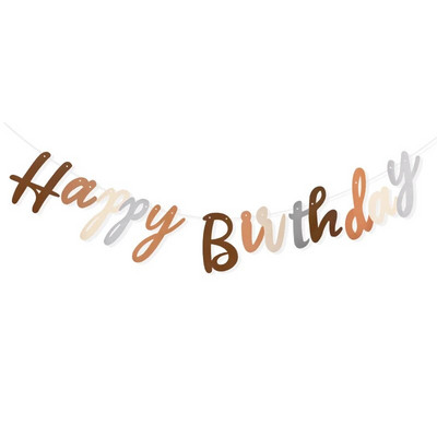 INS Happy Birthday Letters Banner Παιδικό 1ο πάρτι γενεθλίων Καφέ αρκουδάκι Χαρτί γιρλάντα Διακόσμηση σημαία για αγόρι κορίτσι Προμήθειες ντους μωρού