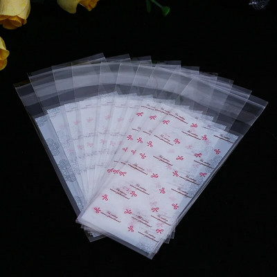 100τμχ Μέγεθος 5*10+3cm Πλαστική συσκευασία μπισκότων Τσάντες περιτυλίγματος Cupcake Opp Αυτοκόλλητη τσάντα δώρου για DIY Candy Lipstick Package