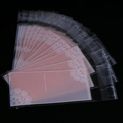 100τμχ Μέγεθος 5*10+3cm Πλαστική συσκευασία μπισκότων Τσάντες περιτυλίγματος Cupcake Opp Αυτοκόλλητη τσάντα δώρου για DIY Candy Lipstick Package