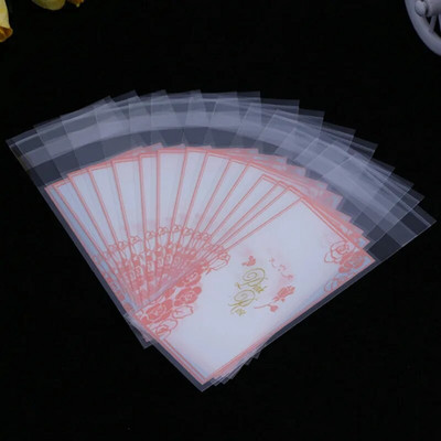 100τμχ Μέγεθος 5*10+3cm Πλαστική συσκευασία μπισκότων Τσάντες περιτυλίγματος Cupcake Opp Αυτοκόλλητη τσάντα δώρου για DIY Candy Lipstick Package