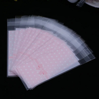 100τμχ Μέγεθος 5*10+3cm Πλαστική συσκευασία μπισκότων Τσάντες περιτυλίγματος Cupcake Opp Αυτοκόλλητη τσάντα δώρου για DIY Candy Lipstick Package