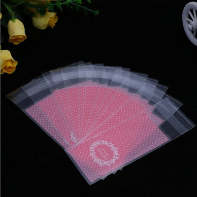 100τμχ Μέγεθος 5*10+3cm Πλαστική συσκευασία μπισκότων Τσάντες περιτυλίγματος Cupcake Opp Αυτοκόλλητη τσάντα δώρου για DIY Candy Lipstick Package