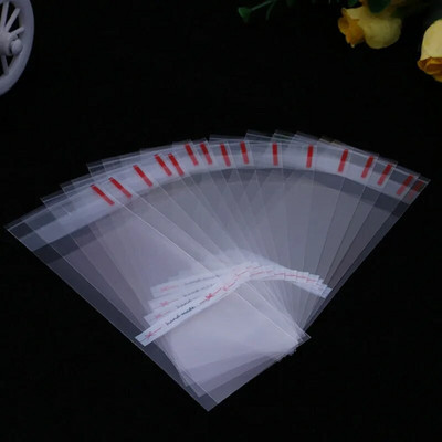 100τμχ Μέγεθος 5*10+3cm Πλαστική συσκευασία μπισκότων Τσάντες περιτυλίγματος Cupcake Opp Αυτοκόλλητη τσάντα δώρου για DIY Candy Lipstick Package