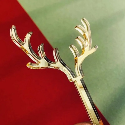 Deer Tree Χρυσό Ακρυλικό Merry Christmas Cake Topper Χρόνια Πολλά Παιδικά Δώρα Χριστουγεννιάτικο Επιδόρπιο