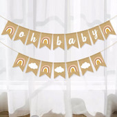 Πανό Bobo Oh Baby λινάτσα Γιρλάντα για Baby Shower Διακόσμηση πάρτι γενεθλίων Δωματίου Κρεμαστά κουκούτσια αποκαλύπτει το φύλο Photo Booth