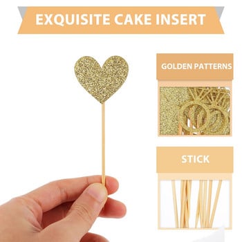 24 τμχ Ερώτησαν Είπε Ναι Cupcake Toppers Glitter Ring Καρδιά αρραβώνα Τούρτα έρημο Στολίδι για τούρτα