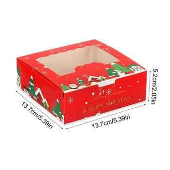 1/10 бр. Коледни картонени кутии за торти 4 чаши Кутия за опаковане на торти Бисквитена нуга Шоколадови бонбони Кутия за опаковане на подаръци