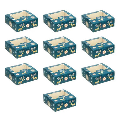 1/10 τεμ. Χριστουγεννιάτικα χάρτινα κουτιά για κέικ 4 φλιτζάνια κουτί συσκευασίας κέικ Μπισκότο νουγκά σοκολατένιο κουτί συσκευασίας δώρου