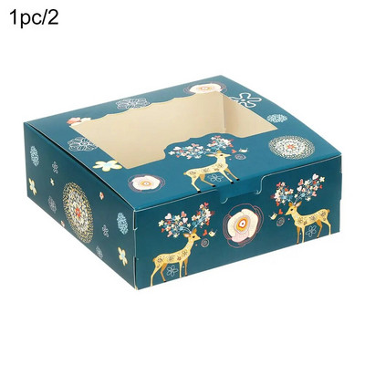 1/10 τεμ. Χριστουγεννιάτικα χάρτινα κουτιά για κέικ 4 φλιτζάνια κουτί συσκευασίας κέικ Μπισκότο νουγκά σοκολατένιο κουτί συσκευασίας δώρου