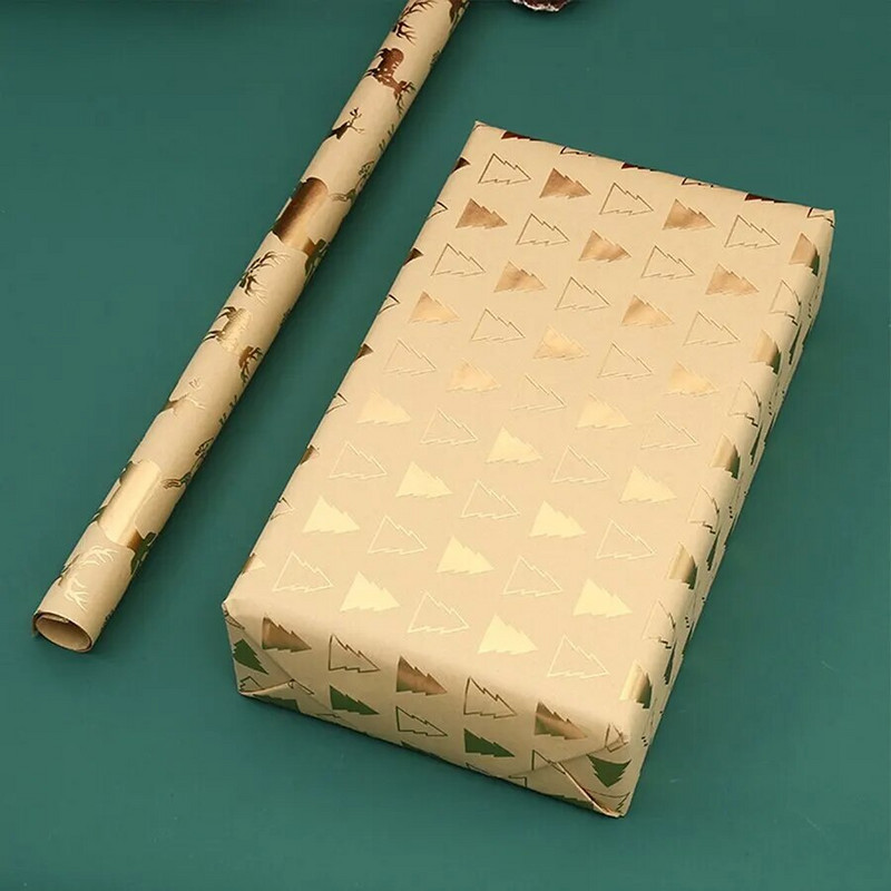 6 τμχ Μικτό τυχαίο χαρτί περιτυλίγματος δώρου Hot stamping Βιβλίο δώρου Χριστουγέννων Συσκευασία Κουτί δώρου Vintage χαρτί περιτυλίγματος Kraft