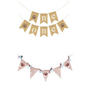 Νέο πανό για πάρτι γενεθλίων για κατοικίδια Λινάτσα Paw Garland Dog Party ONE Flag Διακοσμητικό πανό για μωρά