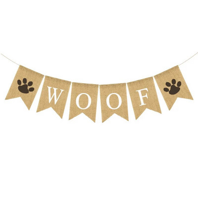 Νέο πανό για πάρτι γενεθλίων για κατοικίδια Λινάτσα Paw Garland Dog Party ONE Flag Διακοσμητικό πανό για μωρά
