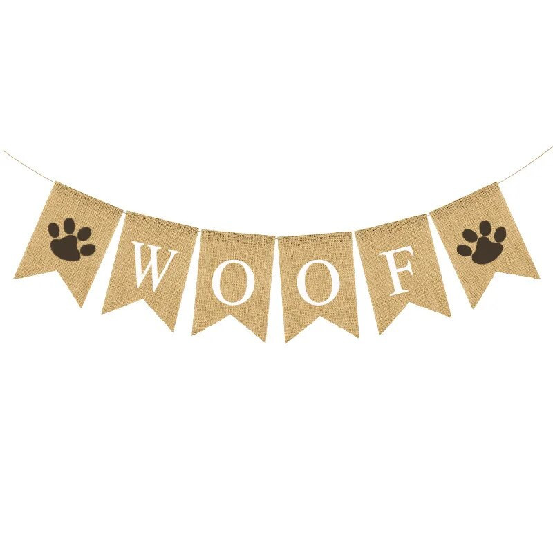 Νέο πανό για πάρτι γενεθλίων για κατοικίδια Λινάτσα Paw Garland Dog Party ONE Flag Διακοσμητικό πανό για μωρά