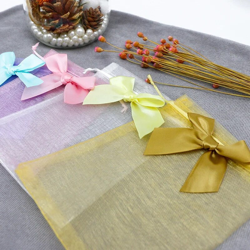 20 ΤΕΜ. Οργάντζα Συσκευασία Δώρου Κοσμήματα Εκλεκτές θήκες γάμου με καραμέλα πεταλούδας με τσάντες που σύρονται με φιόγκο Τσάντες γλυκών