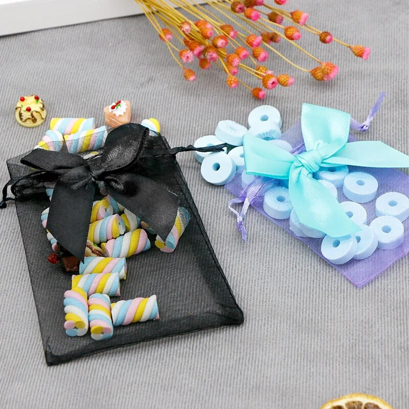 20 ΤΕΜ. Οργάντζα Συσκευασία Δώρου Κοσμήματα Εκλεκτές θήκες γάμου με καραμέλα πεταλούδας με τσάντες που σύρονται με φιόγκο Τσάντες γλυκών