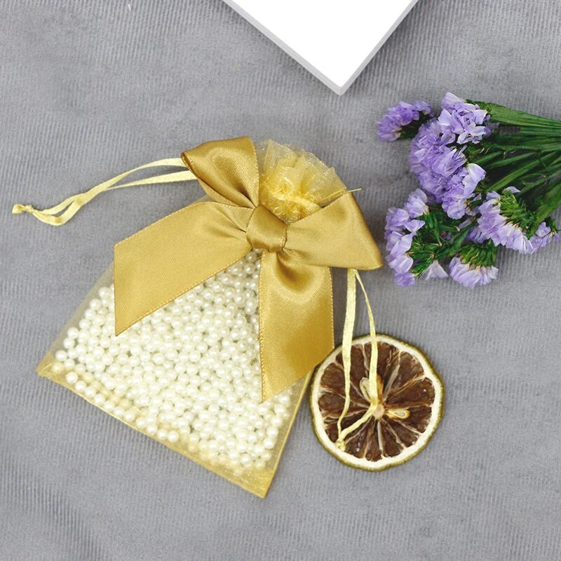 20 ΤΕΜ. Οργάντζα Συσκευασία Δώρου Κοσμήματα Εκλεκτές θήκες γάμου με καραμέλα πεταλούδας με τσάντες που σύρονται με φιόγκο Τσάντες γλυκών