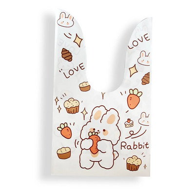 Hot Sale 20 / Batch Cute Rabbit Carrot Ear τσάντα μπισκότων καραμελών Τσάντα δώρου μπισκότων σνακ Συσκευασία προμήθειες Πασχαλινή διακόσμηση