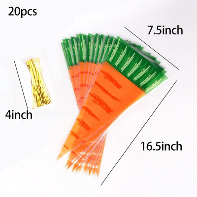 Hot Sale 20 / Batch Cute Rabbit Carrot Ear τσάντα μπισκότων καραμελών Τσάντα δώρου μπισκότων σνακ Συσκευασία προμήθειες Πασχαλινή διακόσμηση