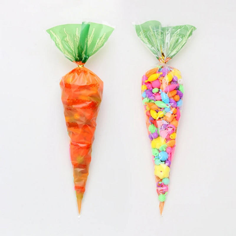 Hot Sale 20 / Batch Cute Rabbit Carrot Ear τσάντα μπισκότων καραμελών Τσάντα δώρου μπισκότων σνακ Συσκευασία προμήθειες Πασχαλινή διακόσμηση
