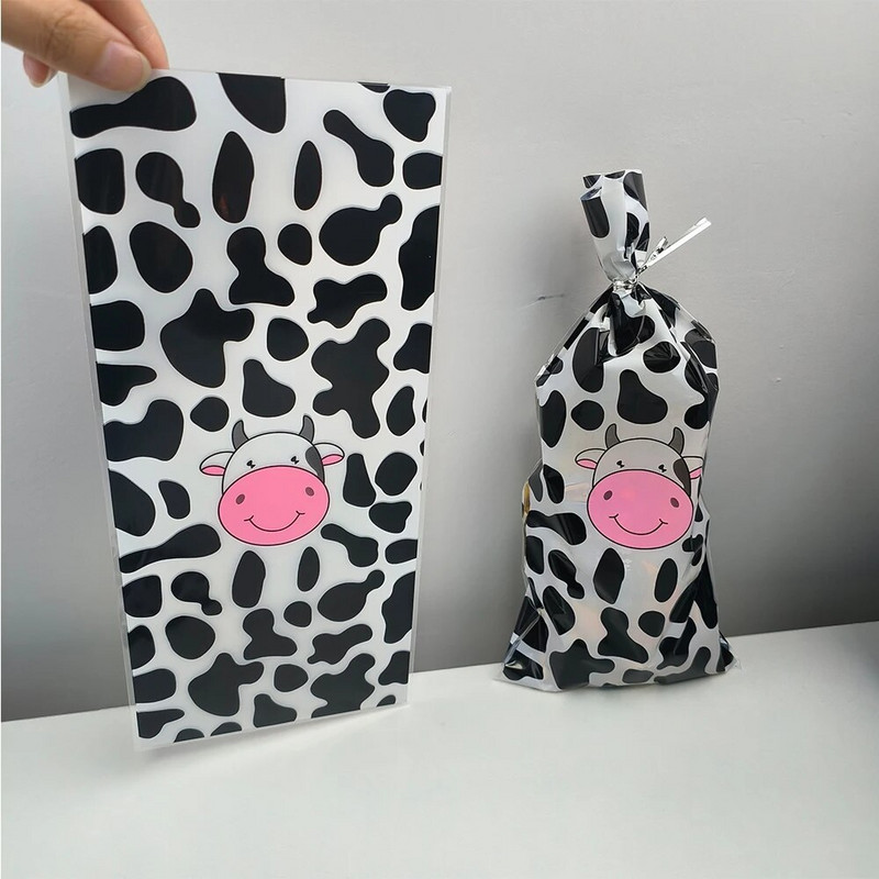 10-50 τμχ Τσάντες με εκτύπωση αγελάδας Τσάντες καραμέλας Πλαστικές τσάντες καλούπι για καλεσμένους Μπομπονιέρα με θέμα το πάρτι γενεθλίων με θέμα τα ζώα φάρμας