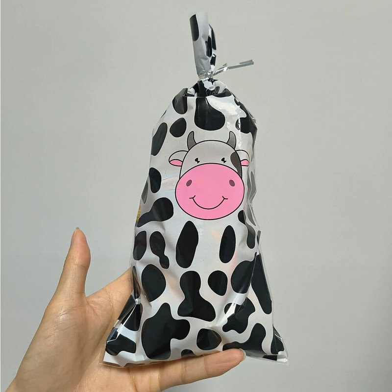 10-50 τμχ Τσάντες με εκτύπωση αγελάδας Τσάντες καραμέλας Πλαστικές τσάντες καλούπι για καλεσμένους Μπομπονιέρα με θέμα το πάρτι γενεθλίων με θέμα τα ζώα φάρμας