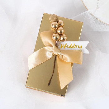 10 τεμ. European Bowknot Bowknot Candy Boxes δώρο Γλυκά χρυσά κουτιά χειρός Συσκευασία κουτιά τσάντας Baby shower διακόσμηση γάμου
