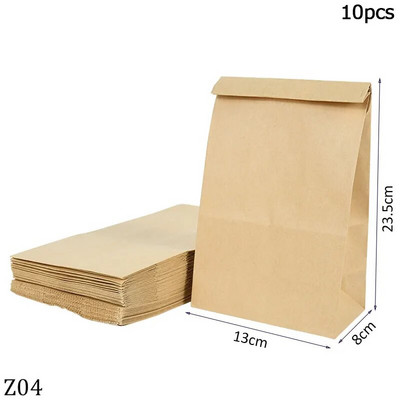 10 τεμ. Χάρτινη τσάντα Kraft με λωρίδα με κουκκίδες Μπισκότα ψησίματος Κέικ ψωμιού Γλυκά σνακ Τσάντα δώρου σε πακέτο Συσκευασία δώρου για πάρτι για το σπίτι