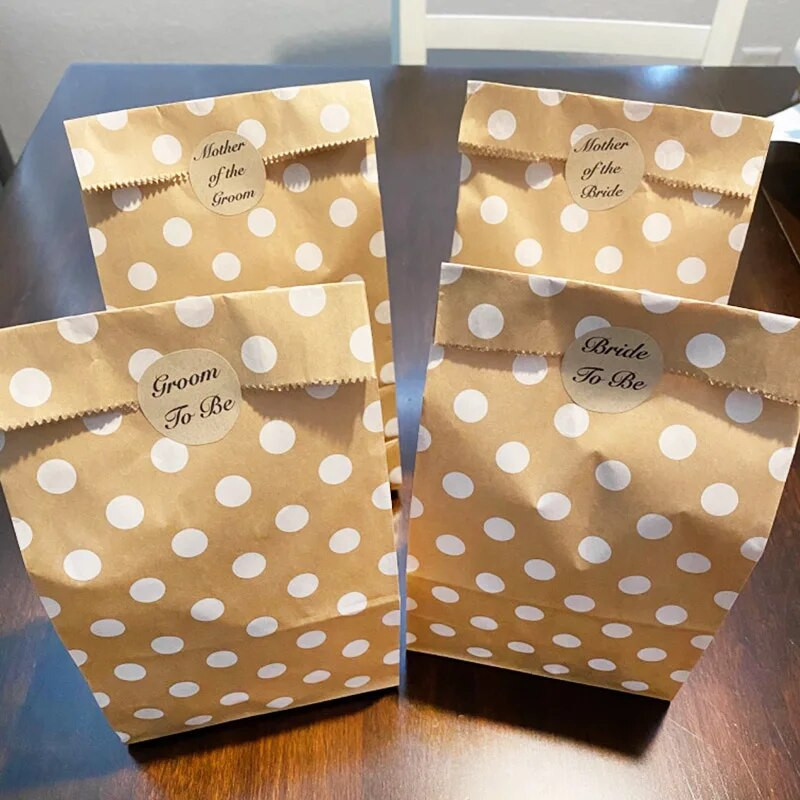 10 τεμ. Χάρτινη τσάντα Kraft με λωρίδα με κουκκίδες Μπισκότα ψησίματος Κέικ ψωμιού Γλυκά σνακ Τσάντα δώρου σε πακέτο Συσκευασία δώρου για πάρτι για το σπίτι