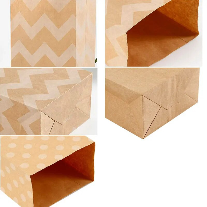 10 τεμ. Χάρτινη τσάντα Kraft με λωρίδα με κουκκίδες Μπισκότα ψησίματος Κέικ ψωμιού Γλυκά σνακ Τσάντα δώρου σε πακέτο Συσκευασία δώρου για πάρτι για το σπίτι