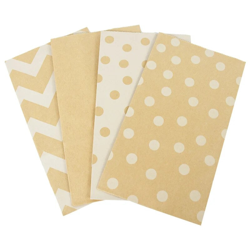 10 τεμ. Χάρτινη τσάντα Kraft με λωρίδα με κουκκίδες Μπισκότα ψησίματος Κέικ ψωμιού Γλυκά σνακ Τσάντα δώρου σε πακέτο Συσκευασία δώρου για πάρτι για το σπίτι