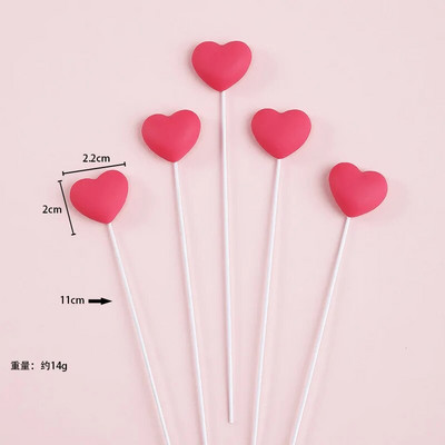 5 τμχ Διακοσμήσεις για τούρτες Πλαστικό κόκκινο ροζ καρδιά Χρόνια πολλά Τούρτα για τούρτα για Happy Valentine`s Day Dessert Cupcake Toppers