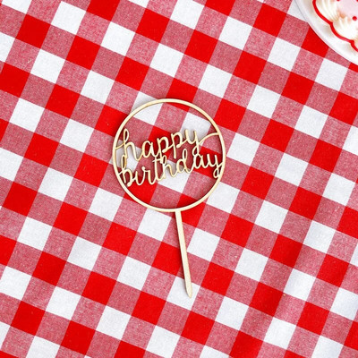 Ξύλινο κάλυμμα για χαρούμενα γενέθλια Ξύλινο κάλυμμα τούρτας γενεθλίων για Baby Shower 100 Days Birthday Party Supplies Διακοσμήσεις τούρτας