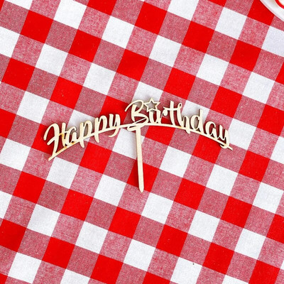 Ξύλινο κάλυμμα για χαρούμενα γενέθλια Ξύλινο κάλυμμα τούρτας γενεθλίων για Baby Shower 100 Days Birthday Party Supplies Διακοσμήσεις τούρτας