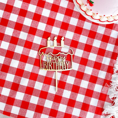 Ξύλινο κάλυμμα για χαρούμενα γενέθλια Ξύλινο κάλυμμα τούρτας γενεθλίων για Baby Shower 100 Days Birthday Party Supplies Διακοσμήσεις τούρτας