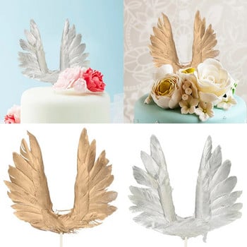 Angel Wings Swan Feather Cake Toppers Για Γάμο Χριστουγεννιάτικο Διακόσμηση πάρτι γενεθλίων Παιδική τούρτα Διακόσμηση επιδόρπιο ψησίματος