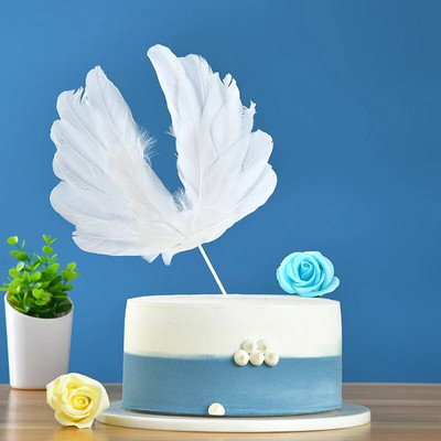 Angel Wings Swan Feather Cake Toppers Για Γάμο Χριστουγεννιάτικο Διακόσμηση πάρτι γενεθλίων Παιδική τούρτα Διακόσμηση επιδόρπιο ψησίματος