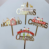Χριστουγεννιάτικη τούρτα Διακόσμηση INS Style Merry Christmas Acrylic Cake Topper Happy New Year Tree Gold Gold Christmas Party Decoration Supplies