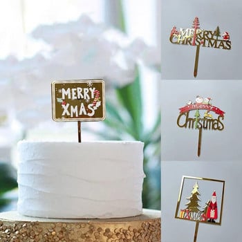 Χριστουγεννιάτικη τούρτα Διακόσμηση INS Style Merry Christmas Acrylic Cake Topper Happy New Year Tree Gold Gold Christmas Party Decoration Supplies