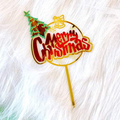 Χριστουγεννιάτικη τούρτα Διακόσμηση INS Style Merry Christmas Acrylic Cake Topper Happy New Year Tree Gold Gold Christmas Party Decoration Supplies