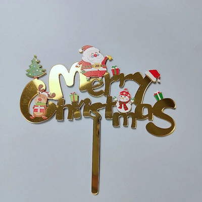 Χριστουγεννιάτικη τούρτα Διακόσμηση INS Style Merry Christmas Acrylic Cake Topper Happy New Year Tree Gold Gold Christmas Party Decoration Supplies