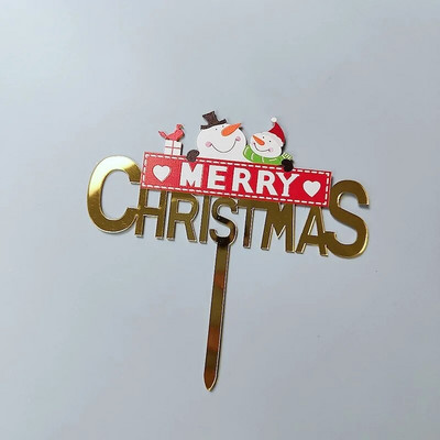 Χριστουγεννιάτικη τούρτα Διακόσμηση INS Style Merry Christmas Acrylic Cake Topper Happy New Year Tree Gold Gold Christmas Party Decoration Supplies