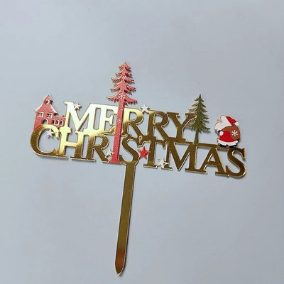 Χριστουγεννιάτικη τούρτα Διακόσμηση INS Style Merry Christmas Acrylic Cake Topper Happy New Year Tree Gold Gold Christmas Party Decoration Supplies